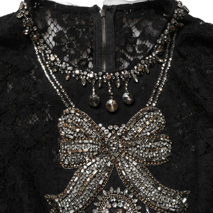 Dolce & Gabbana Black Crystal Embellished Sheath Midi Dress