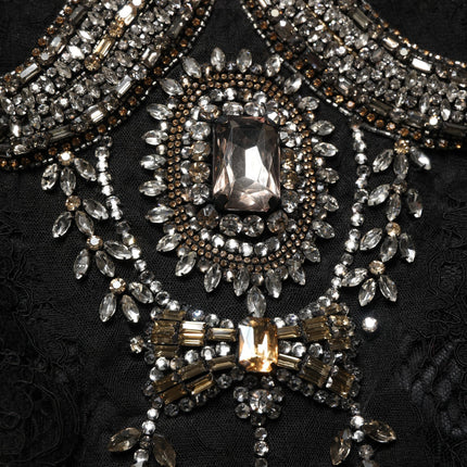 Dolce & Gabbana Black Crystal Embellished Sheath Midi Dress