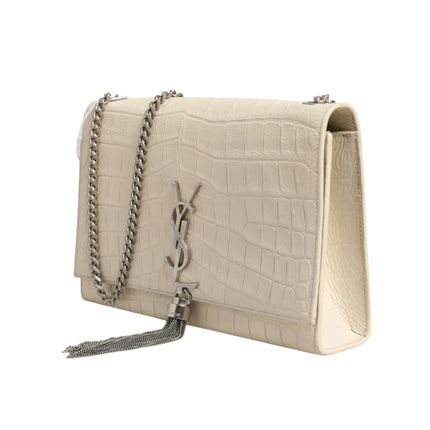 Saint Laurent Kate Tassel Small Croc-Embossed Leather