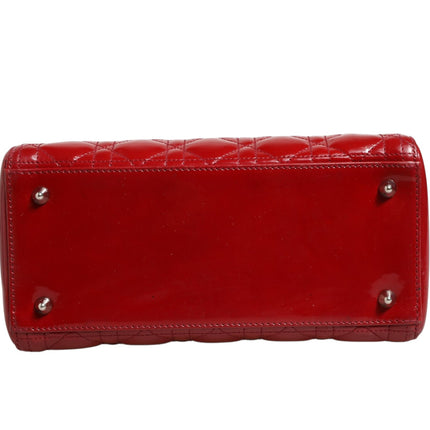 Christian Dior Cherry Red Patent Leather Cannage Quilting Small Lady Dior Bag