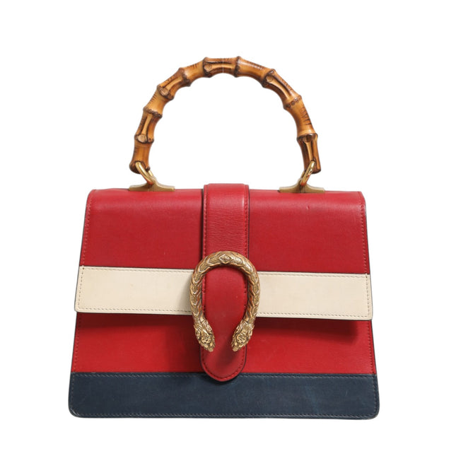 Gucci Dionysus Bamboo Medium Top Handle Bag White Blue Red