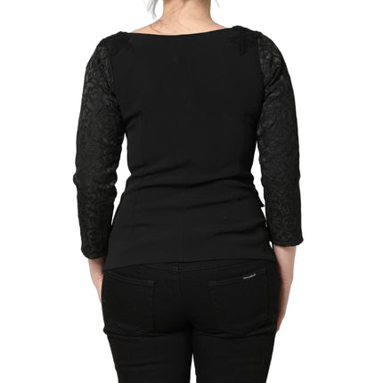 Dolce & Gabbana Black Button Fastening Lace Trimmed Blazer Jacket