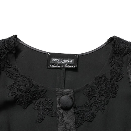 Dolce & Gabbana Black Button Fastening Lace Trimmed Blazer Jacket