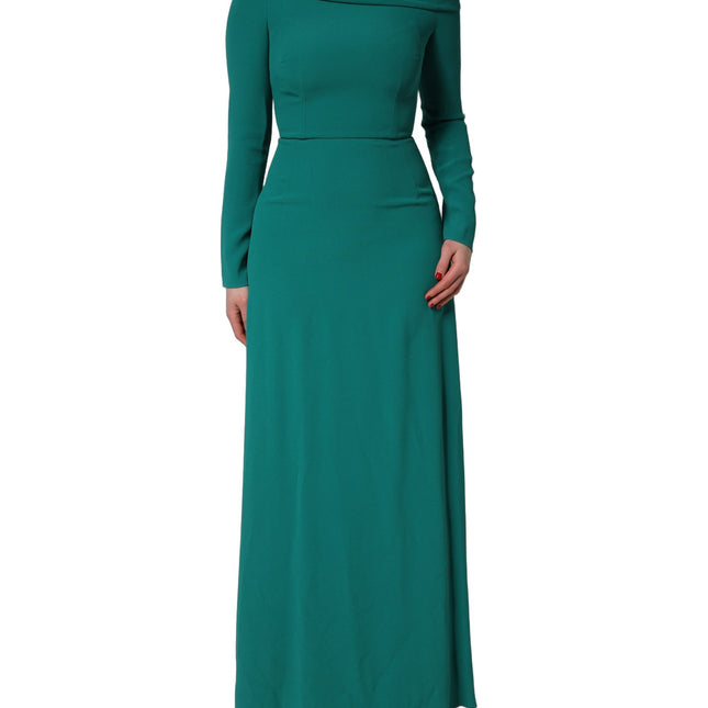 Dolce & Gabbana Green Round Neck Long Sleeves Gown Dress