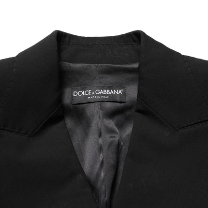 Dolce & Gabbana Black Wool DoubleBreasted Lace Sleeve Jacket