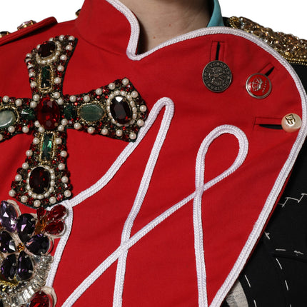 Dolce & Gabbana Multicolor Asymmetrical Ornate Jewel Cropped Jacket
