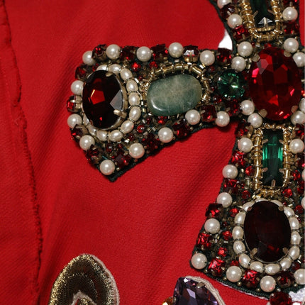 Dolce & Gabbana Multicolor Asymmetrical Ornate Jewel Cropped Jacket
