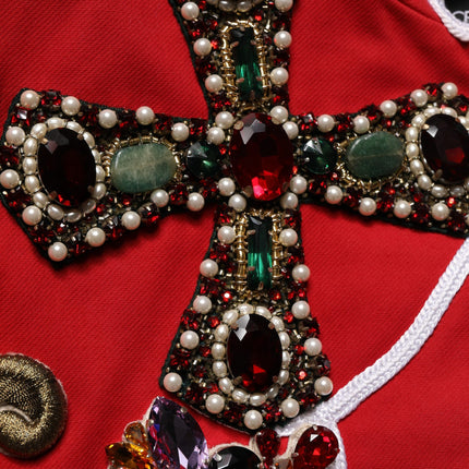 Dolce & Gabbana Multicolor Asymmetrical Ornate Jewel Cropped Jacket