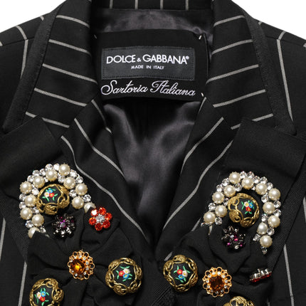 Dolce & Gabbana Black Stripe Double-Breasted Blazer Jacket