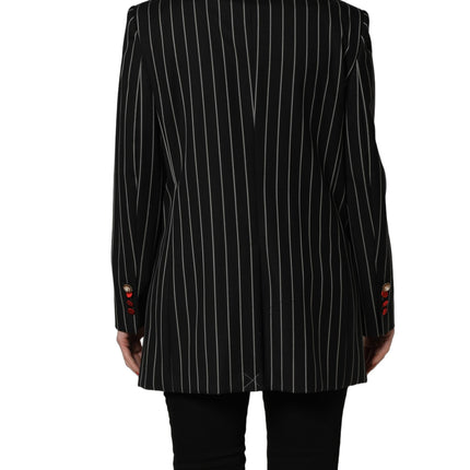 Dolce & Gabbana Black Stripe Double-Breasted Blazer Jacket