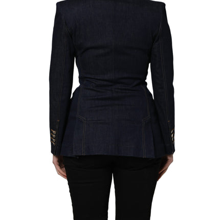 Dolce & Gabbana Blue Single-Breasted Denim Blazer Jacket