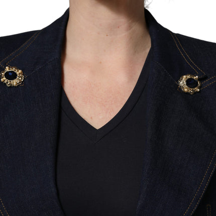 Dolce & Gabbana Blue Single-Breasted Denim Blazer Jacket