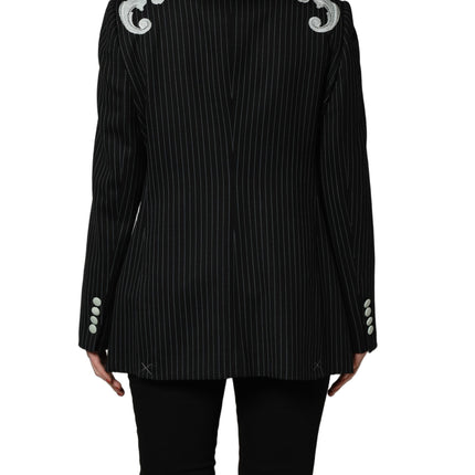 Dolce & Gabbana Black Stripe Double-Breasted Blazer Jacket