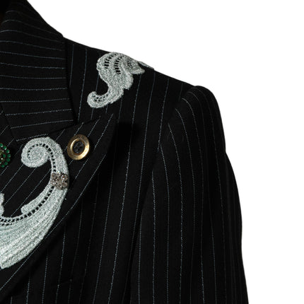 Dolce & Gabbana Black Stripe Double-Breasted Blazer Jacket