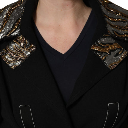 Dolce & Gabbana Black Single-Breasted Brocade Coat Jacket
