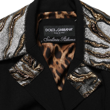 Dolce & Gabbana Black Single-Breasted Brocade Coat Jacket