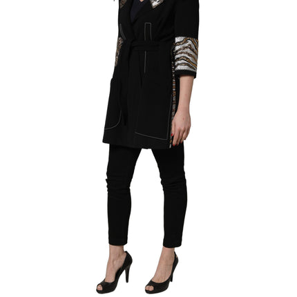 Dolce & Gabbana Black Single-Breasted Brocade Coat Jacket