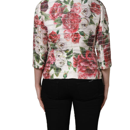 Dolce & Gabbana Multicolor Peony Print Polyester Coat Jacket