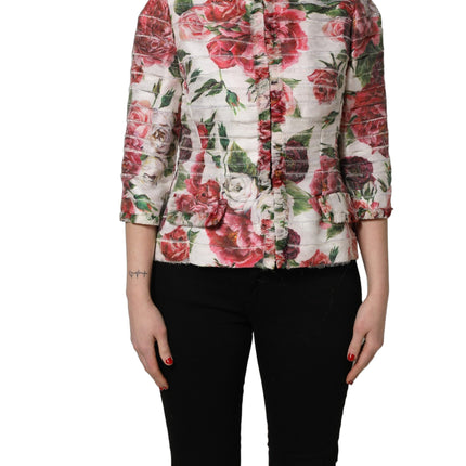 Dolce & Gabbana Multicolor Peony Print Polyester Coat Jacket