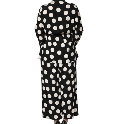 Dolce & Gabbana Black White Polka Dot Pajama 2 Piece Set Sleepwear