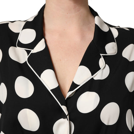 Dolce & Gabbana Black White Polka Dot Pajama 2 Piece Set Sleepwear