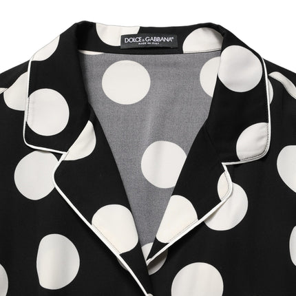 Dolce & Gabbana Black White Polka Dot Pajama 2 Piece Set Sleepwear