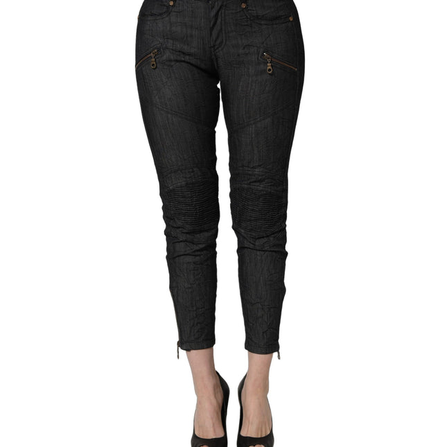 PLEIN SUD Black Cotton Mid Waist Skinny Denim Jeans