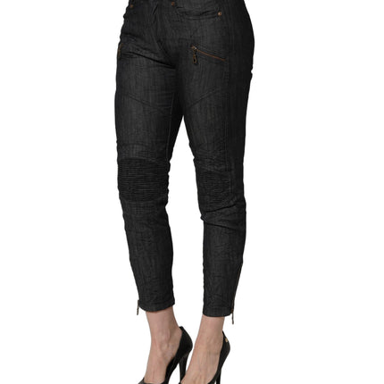 PLEIN SUD Black Cotton Mid Waist Skinny Denim Jeans