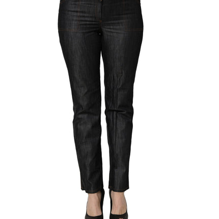 BENCIVENGA Black Cotton Mid Waist Skinny Denim Trouser Jeans
