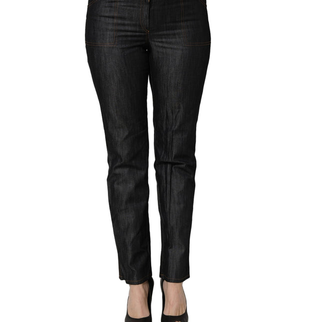 BENCIVENGA Black Cotton Mid Waist Skinny Denim Trouser Jeans