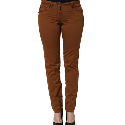PLEIN SUD Brown Cotton Mid Waist Skinny Chino Pants