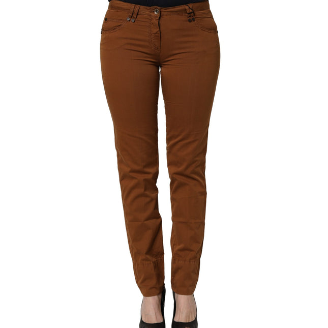 PLEIN SUD Brown Cotton Mid Waist Skinny Chino Pants