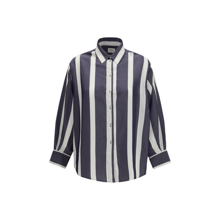 Cruna Blue Viscose Pattern Shirt