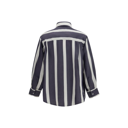 Cruna Blue Viscose Pattern Shirt