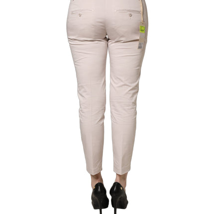 Versace Jeans Couture Beige Low Waist Tapered Women Cropped Trousers Pants