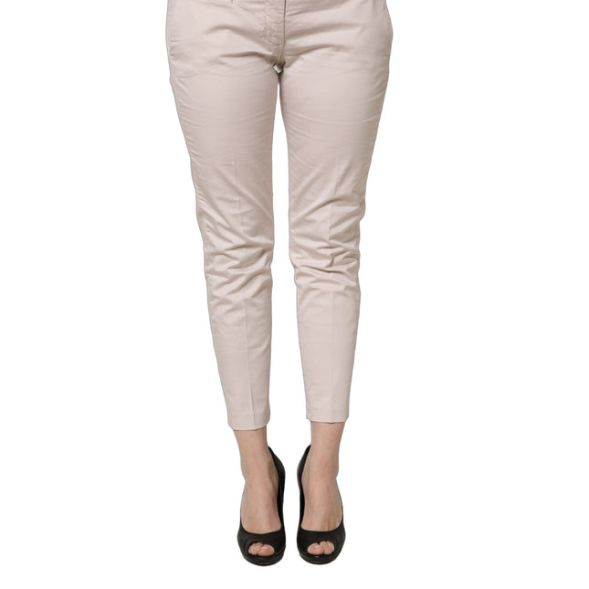 Versace Jeans Couture Beige Low Waist Tapered Women Cropped Trousers Pants
