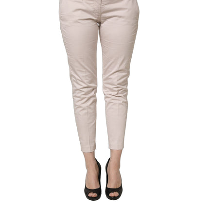 Versace Jeans Couture Beige Low Waist Tapered Women Cropped Trousers Pants