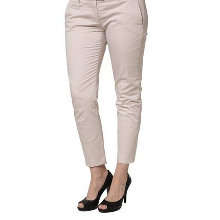 Versace Jeans Couture Beige Low Waist Tapered Women Cropped Trousers Pants