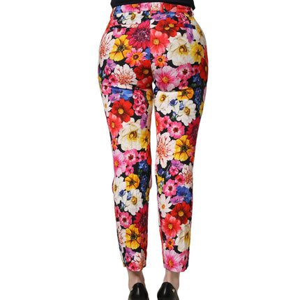 Dolce & Gabbana Multicolor Floral Print Tapered Trouser Pants