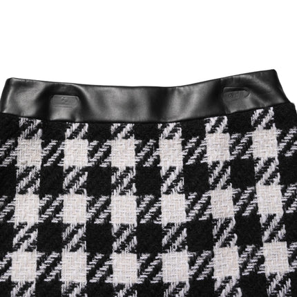 Dolce & Gabbana Black White Tweed Houndstooth Mini Skirt