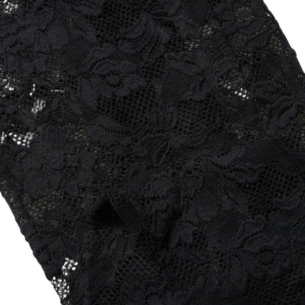 Dolce & Gabbana Black Floral Lace Thigh High Stockings Socks