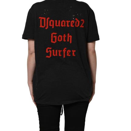 Dsquared² Black Chain Embellished Cotton Short Sleeve T-shirt
