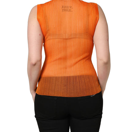 Dolce & Gabbana Orange See Through Crew Neck Blouse Tank Top