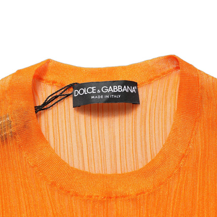 Dolce & Gabbana Orange See Through Crew Neck Blouse Tank Top