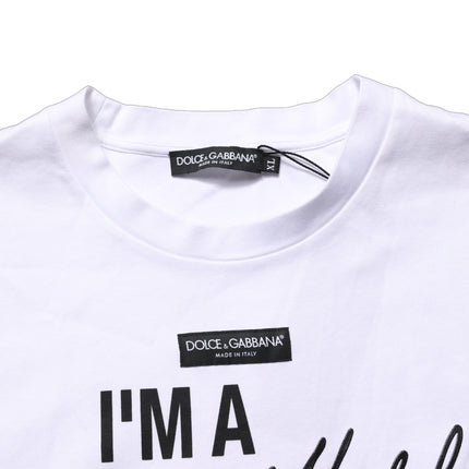 Dolce & Gabbana White I'm A Super Model Fan Print Jersey T-shirt