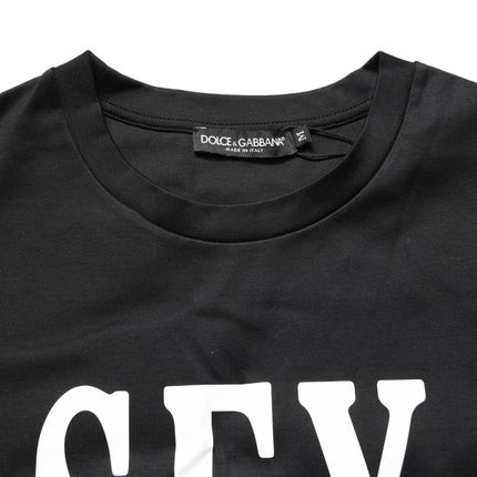 Dolce & Gabbana Black Jersey Graphic Short Sleeve Crew Neck T-shirt
