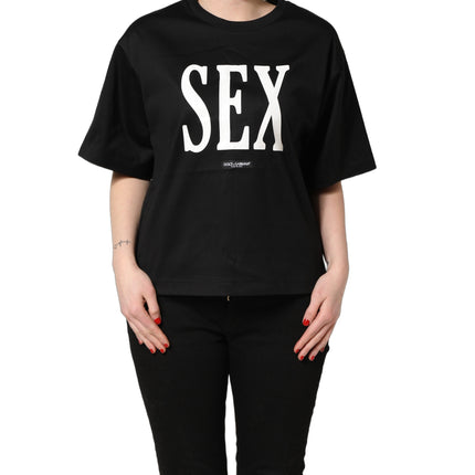 Dolce & Gabbana Black Jersey Graphic Short Sleeve Crew Neck T-shirt