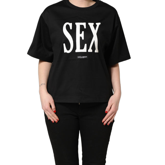 Dolce & Gabbana Black Jersey Graphic Short Sleeve Crew Neck T-shirt