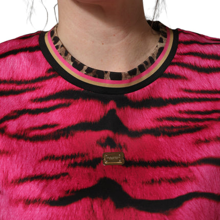 Dolce & Gabbana Pink Zebra Sleeveless Crew Neck Cropped T-shirt