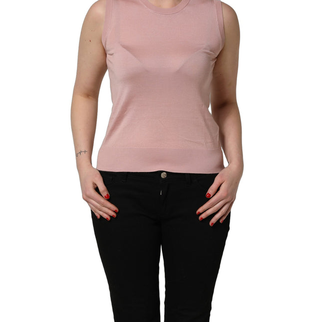 Dolce & Gabbana Pink Sleeveless Cashmere Knitted Tank Top